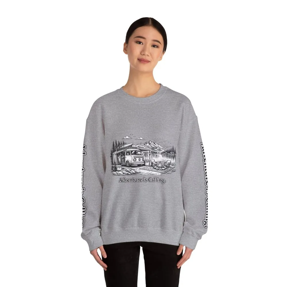 2704172147127801467_2048.jpeg Unisex Heavy Blend™ Crewneck Sweatshirt — "Adventure Is Calling" Design Minimal-Line
