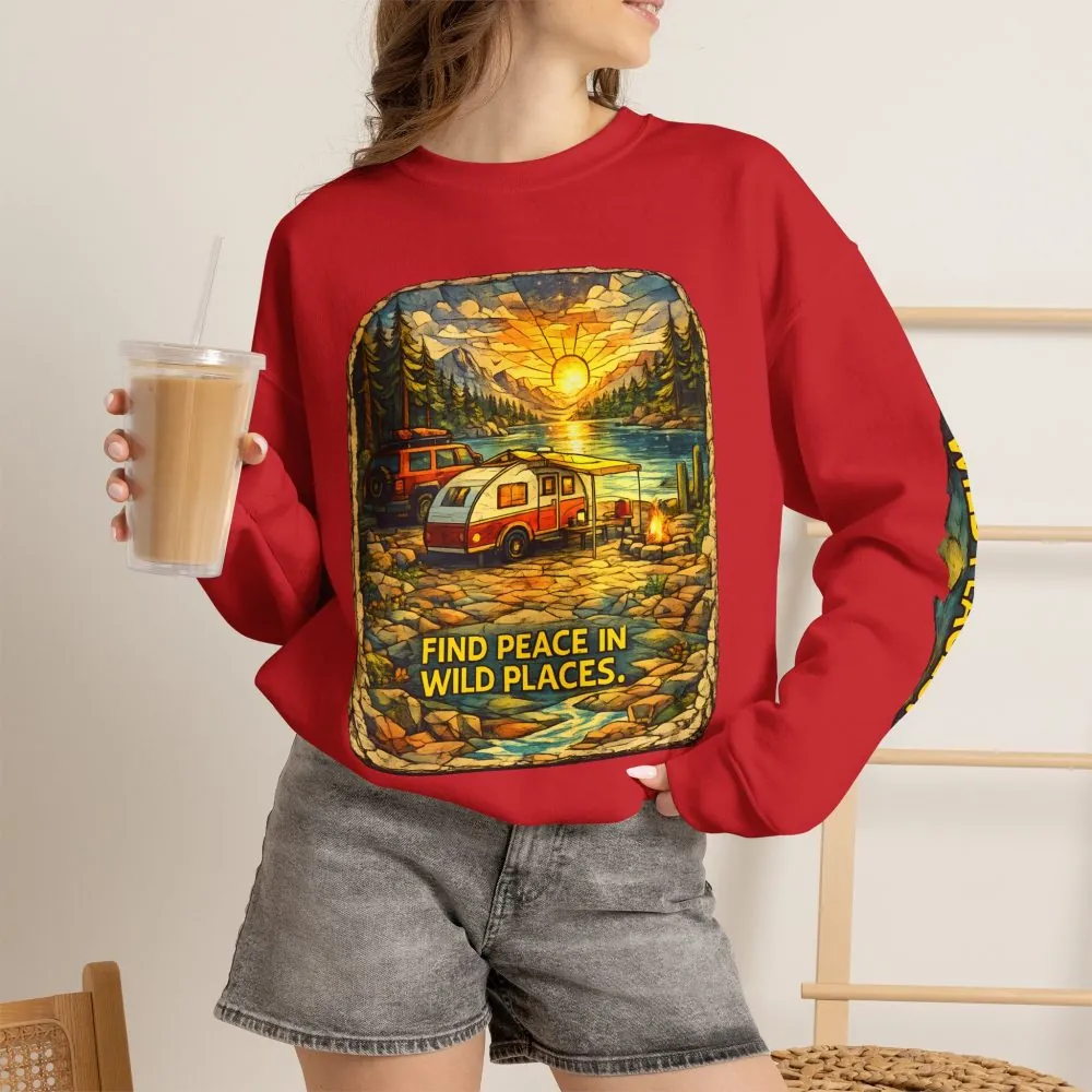 2714545657537459058_2048.jpeg Unisex Heavy Blend™ Crewneck Sweatshirt — "Find Peace In Wild Places" Design Cubic-Line