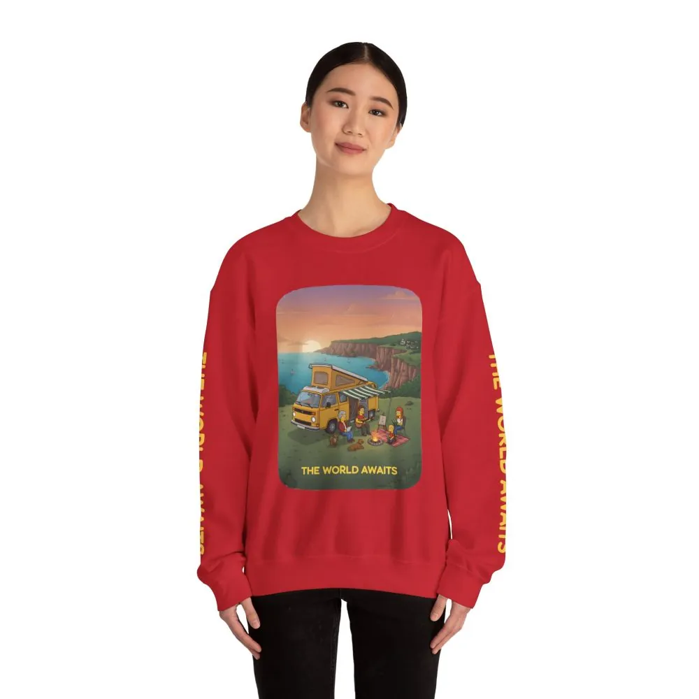 2727613172549140596_2048.jpeg Unisex Heavy Blend™ Crewneck Sweatshirt — "The World Awaits" Design Sitcom-Line