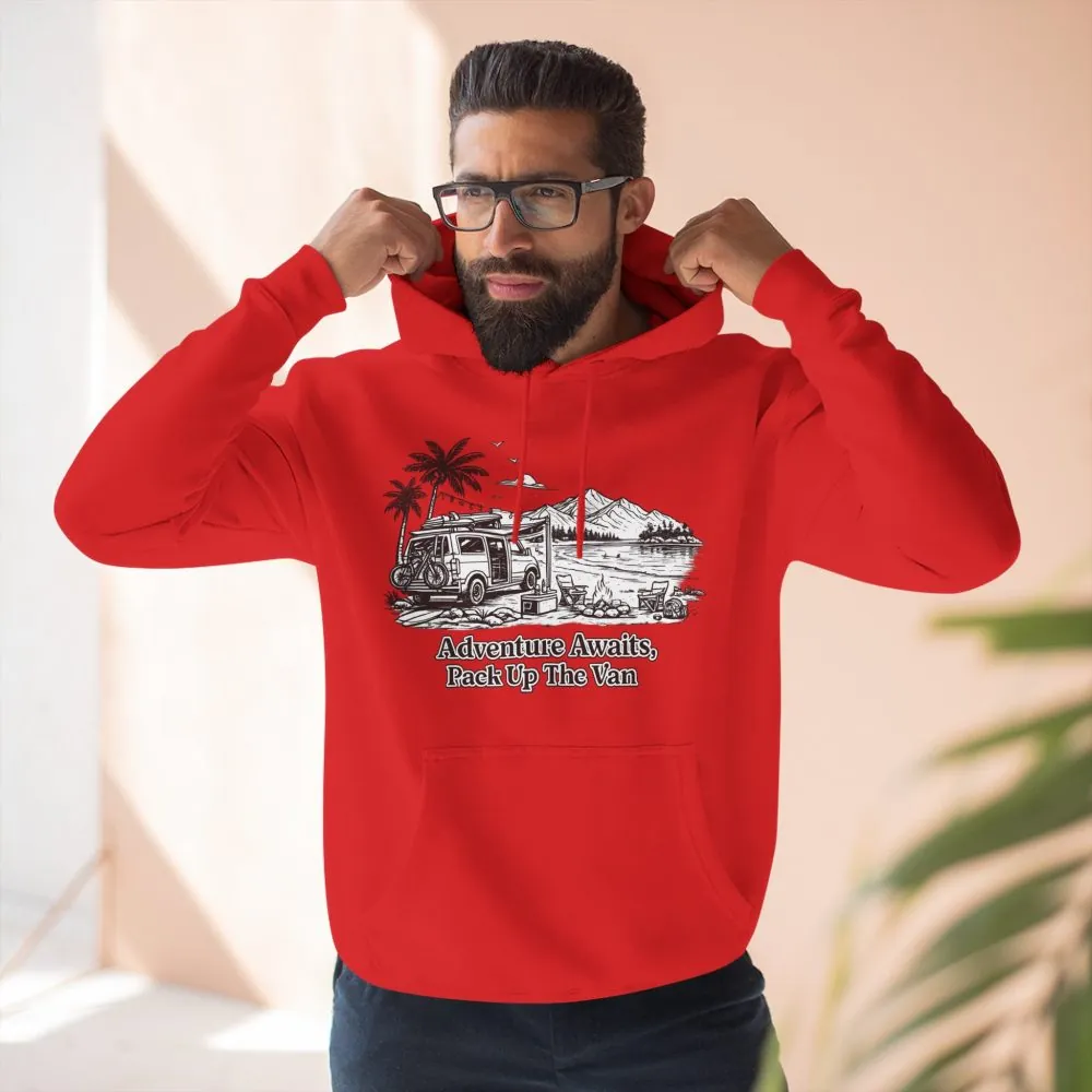 2728183100382249141_2048.jpeg Three-Panel Fleece Hoodie - "Adventure Awaits,Pack Up The Van" Design Minimal-Line