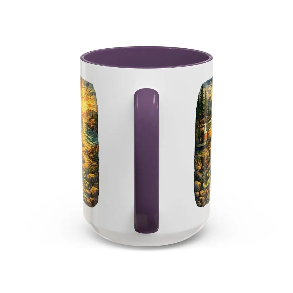 Accent Coffee Mug (11, 15oz) — "Not All Who Wander Are Lost" Design Cubic-Line