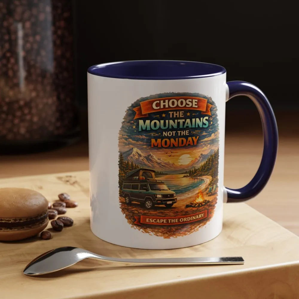 Accent Coffee Mug (11, 15oz) — "Choose The Mountens" Design Scenic-Line