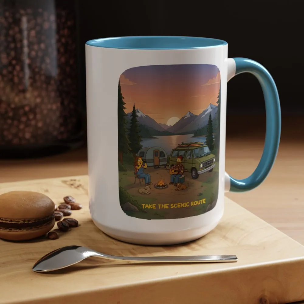 Accent Coffee Mug (11, 15oz) — "Take The Scenic Route" Design Sitcom-Line