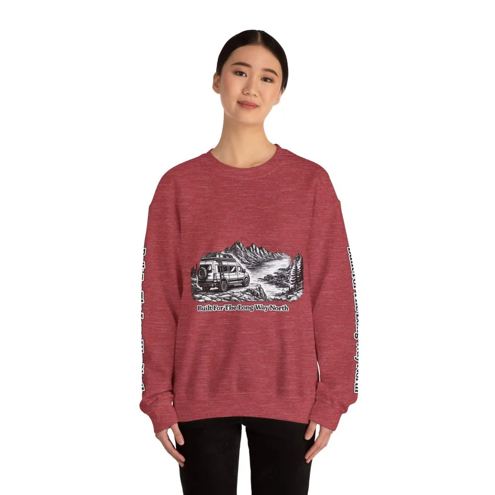 2766231210330124569_2048.jpeg Unisex Heavy Blend™ Crewneck Sweatshirt — "Built For The Long Way North" Design Minimal-Line