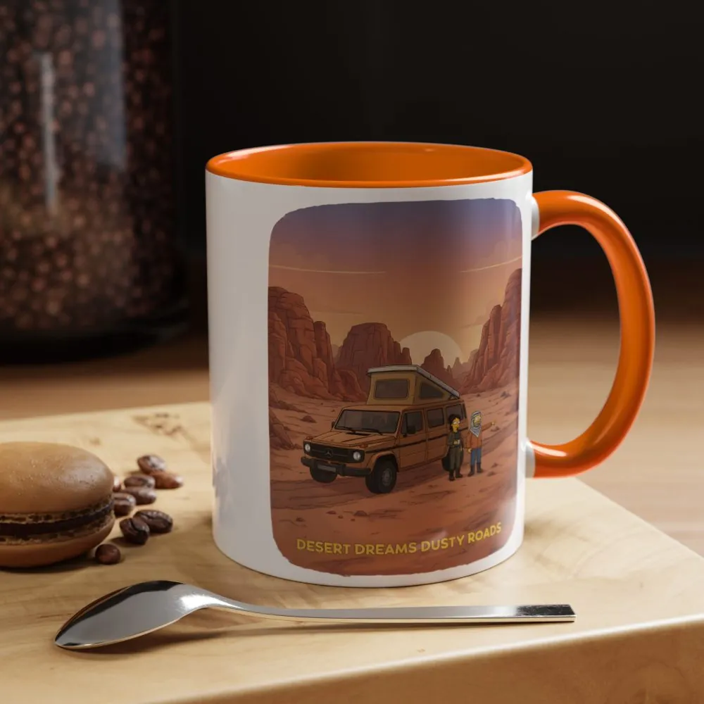 Accent Coffee Mug (11, 15oz) — "Desert Dreams Dusty Roads" Design Sitcom-Line