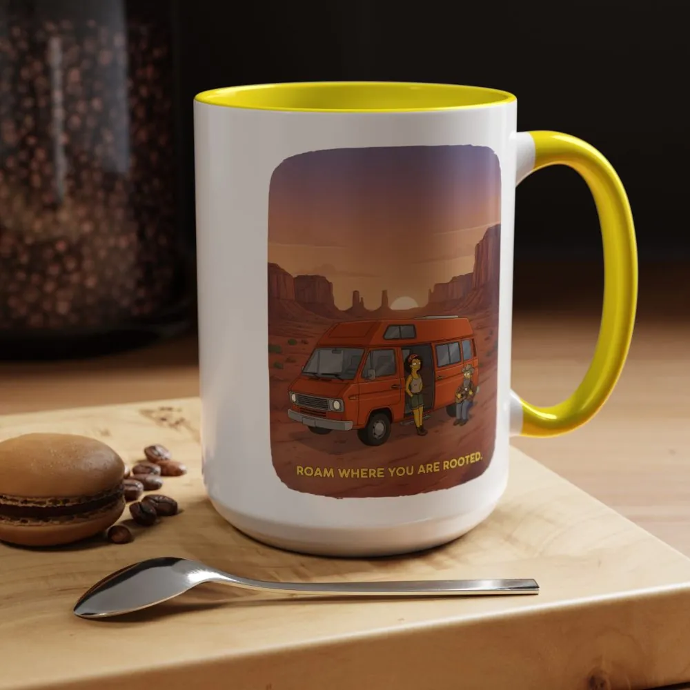 Accent Coffee Mug (11, 15oz) — "Roam Where You Are Rooted" Design Sitcom-Line