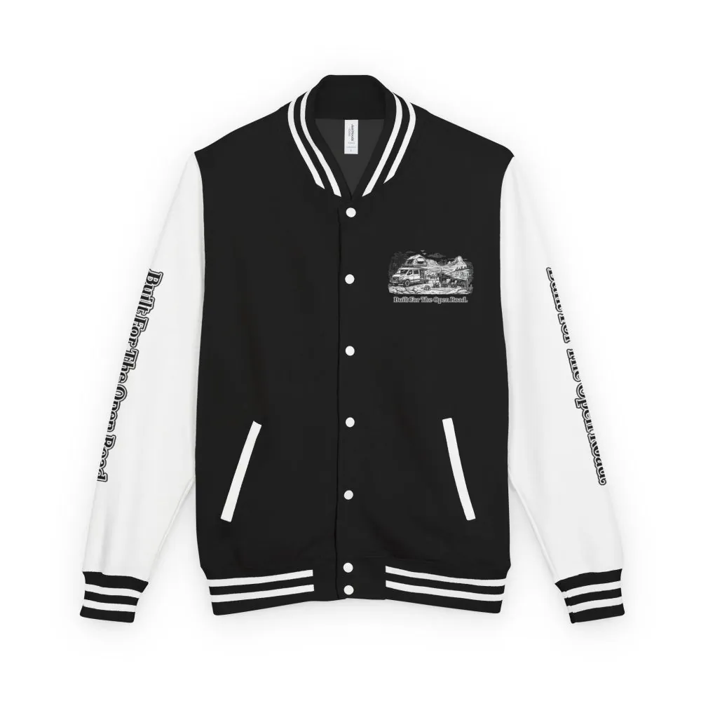 2789559049947398066_2048.jpeg Unisex Heavyweight Letterman Jacket — "Built For The Open Road" Travel Varsity Coat