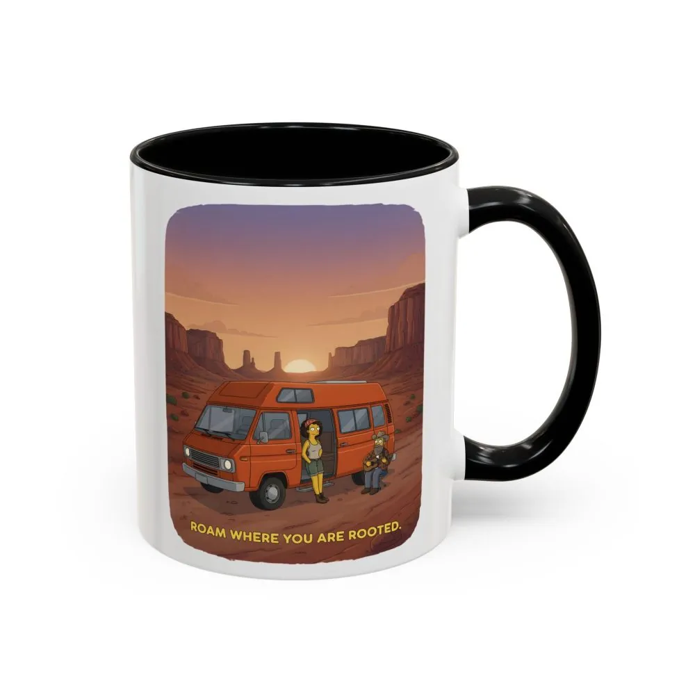Accent Coffee Mug (11, 15oz) — "Roam Where You Are Rooted" Design Sitcom-Line