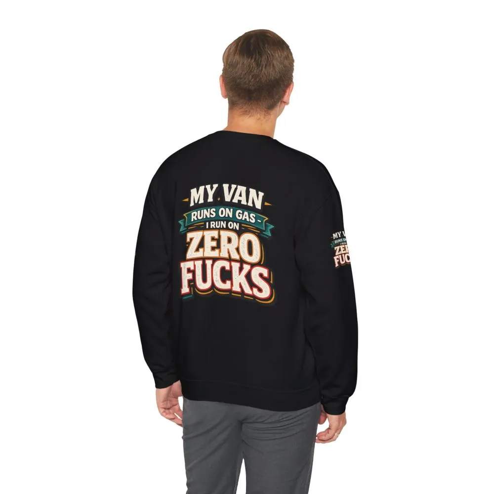 Unisex Heavy Blend™ Crewneck Sweatshirt — "My Van Runs On Gas" Design F**K-Line