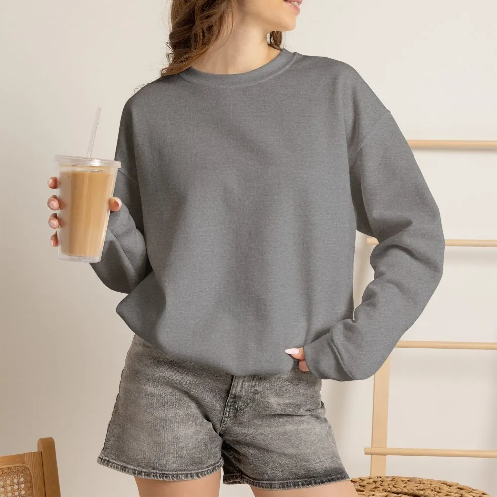 Crewneck Sweatshirt — "ROAD WHERE MADE FOR JOURNEYS-NOT DESTINATIONS" (Only Back printed) Vintage Camper Van Outdoor Graphic