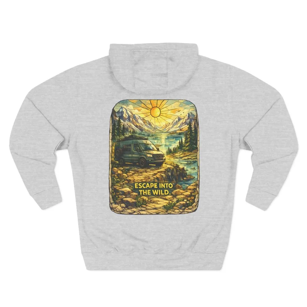 2809247472371596344_2048.jpeg Three-Panel Fleece Hoodie - "Escape Into The Wild" Design Cubic-Line