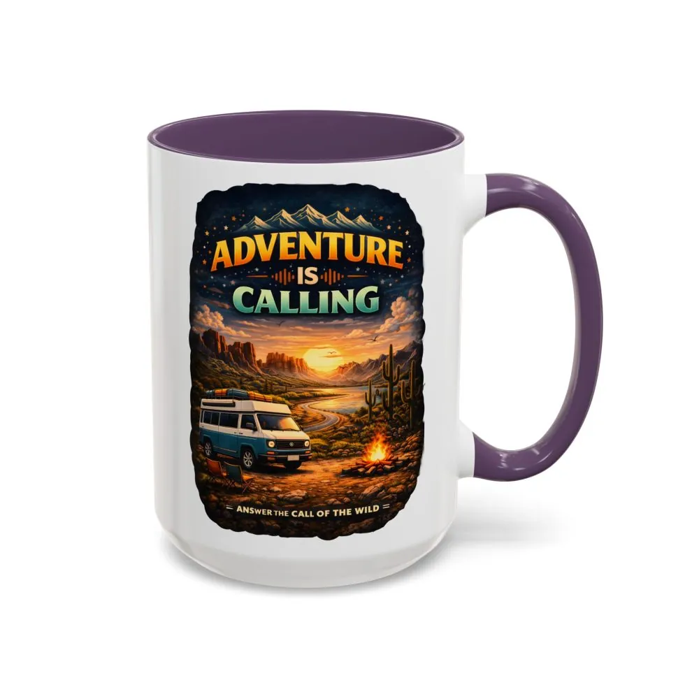 Accent Coffee Mug (11, 15oz) — "Adventure Is Calling" Design Scenic-Line