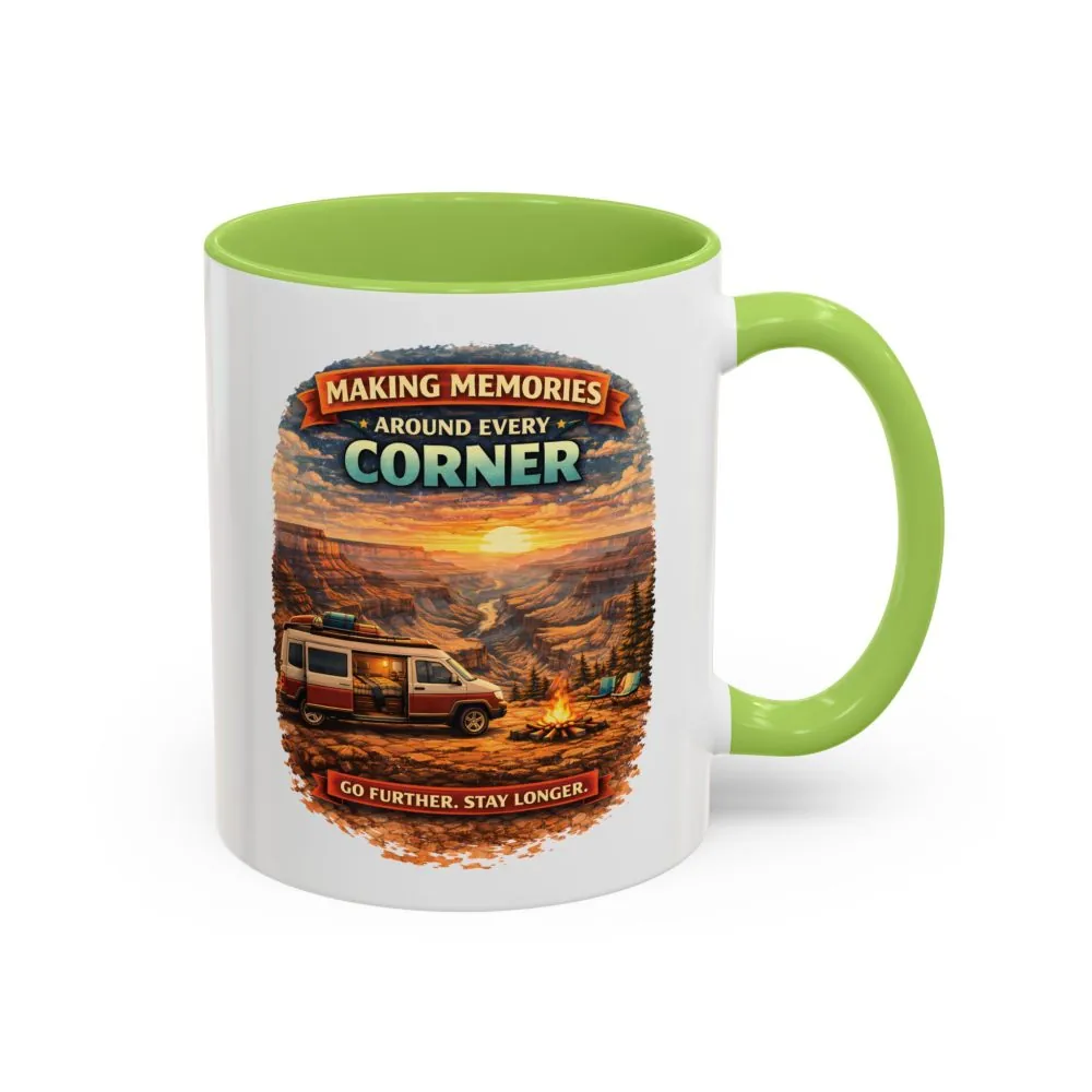 Accent Coffee Mug (11, 15oz) — "Making Memories Around Every Corner" Design Scenic-Line