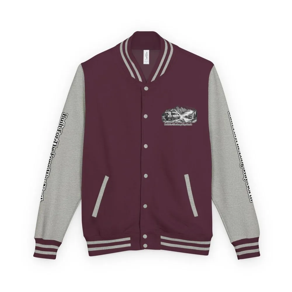 2821117586132095227_2048.jpeg Unisex Heavyweight Letterman Jacket — "Built For The Long Way North" Travel Varsity Coat