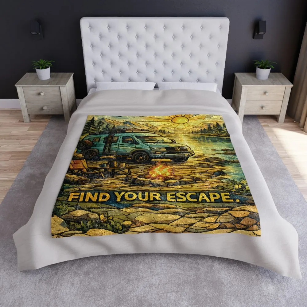 2822681881266904857_2048.jpeg Crushed Velvet Blanket —"Find Your Escape" Design Cubic-Line (Campervan)