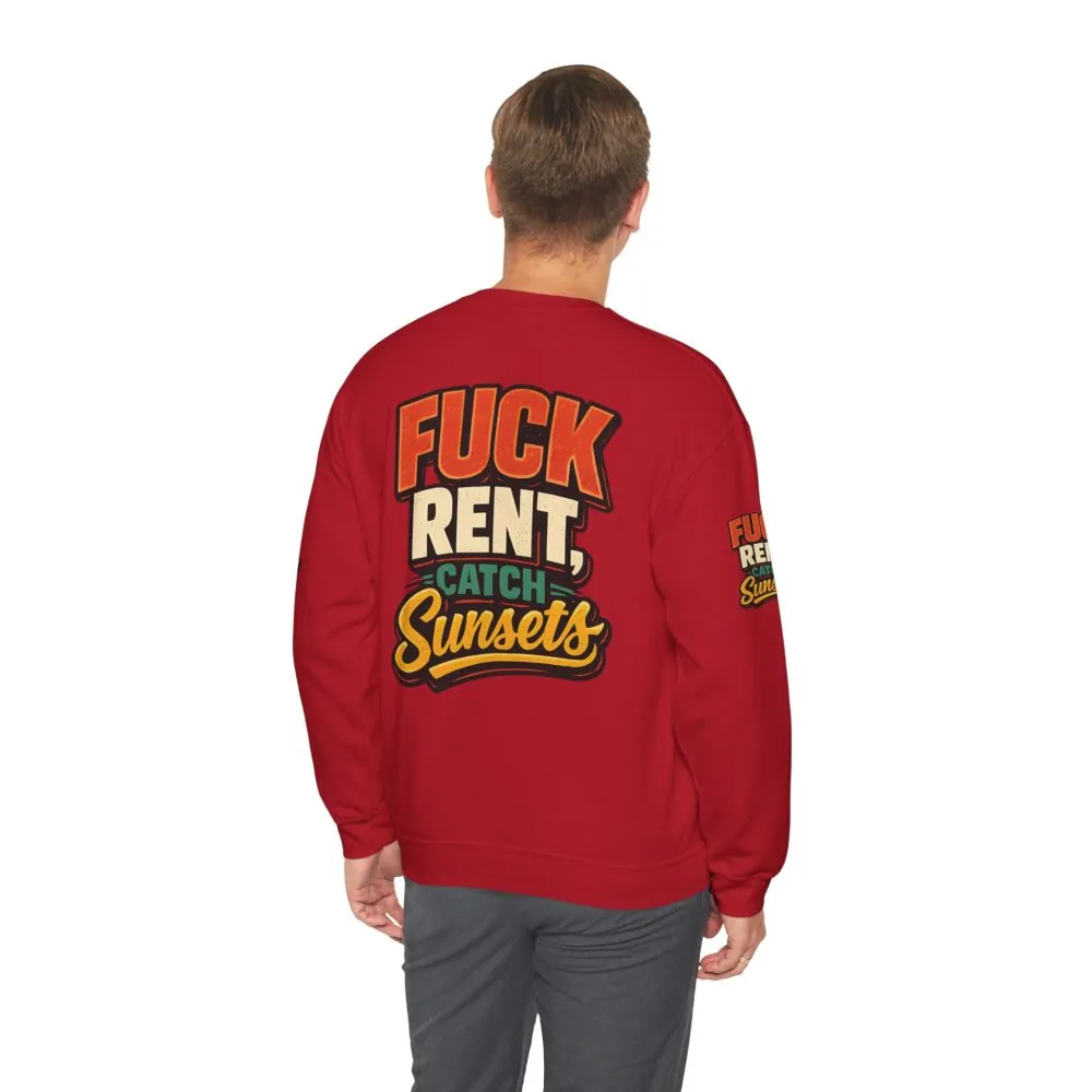 2832483696339326873_2048.jpeg Unisex Heavy Blend™ Crewneck Sweatshirt — "Fuck Rent Catch Sunsets" Design F**K-Line
