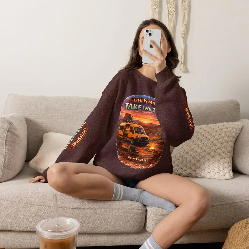 2839887767322421516_2048.jpeg Unisex Heavy Blend™ Crewneck Sweatshirt — "Live Is Short Take The Trip" Design Scenic-Line