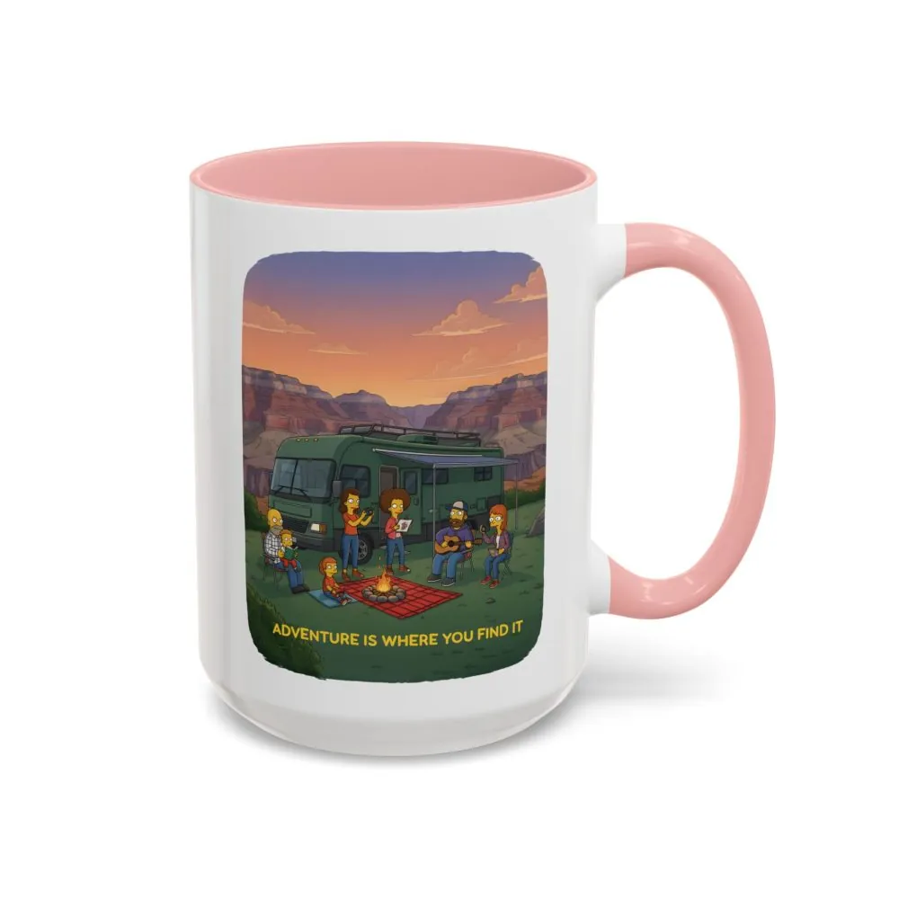 Accent Coffee Mug (11, 15oz) — "Adventure Is Where You Find It" Design Sitcom-Line