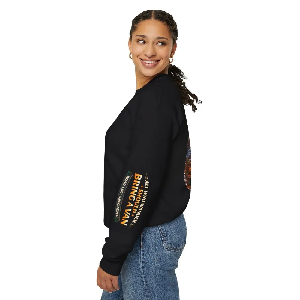 2860517719102349492_2048.jpeg Unisex Heavy Blend™ Crewneck Sweatshirt — "All Who wander Should Bring A Van" Design Scenic-Line