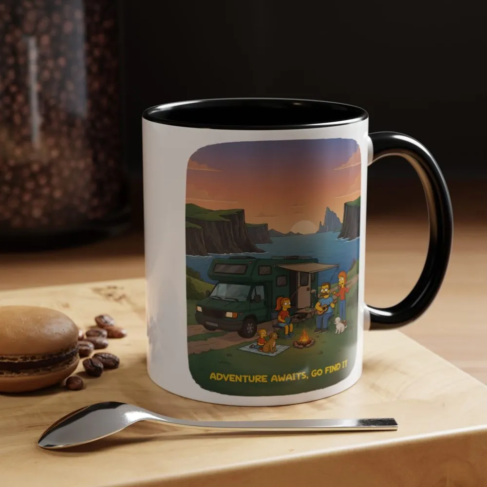 Accent Coffee Mug (11, 15oz) — "Adventure Awaits-Go Find It"" Design Sitcom-Line