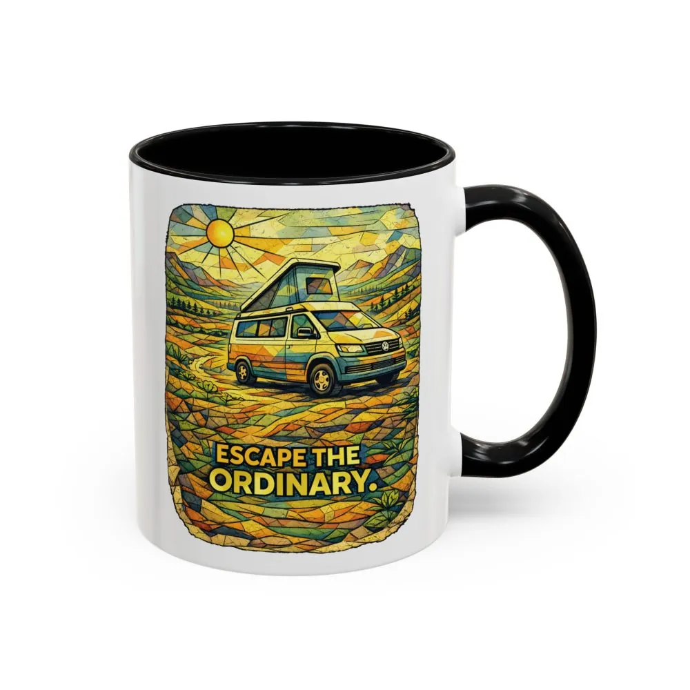 Accent Coffee Mug (11, 15oz) — "Escape The Ordinary" Design Cubic-Line