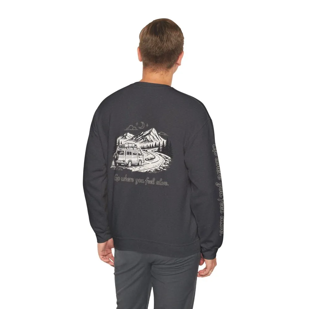 2898089750573960679_2048.jpeg Unisex Heavy Blend™ Crewneck Sweatshirt — "Go Where You Feel Alive" Design Minimal-Line