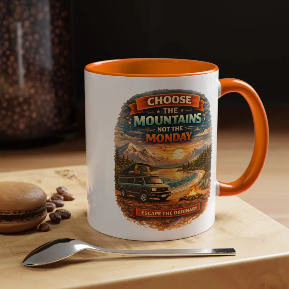 Accent Coffee Mug (11, 15oz) — "Choose The Mountens" Design Scenic-Line