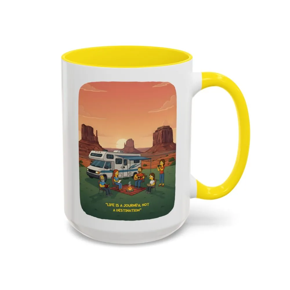 Accent Coffee Mug (11, 15oz) — "Life Is A Journey-Not A Destination" Design Sitcom-Line