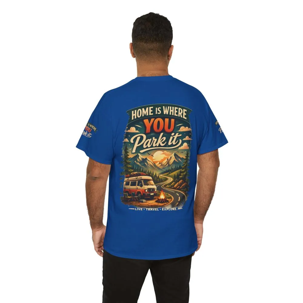 2911564668329994968_2048.jpeg Unisex Heavy Cotton Tee — "Hom Is Where You Park It" Design Scenic-Line