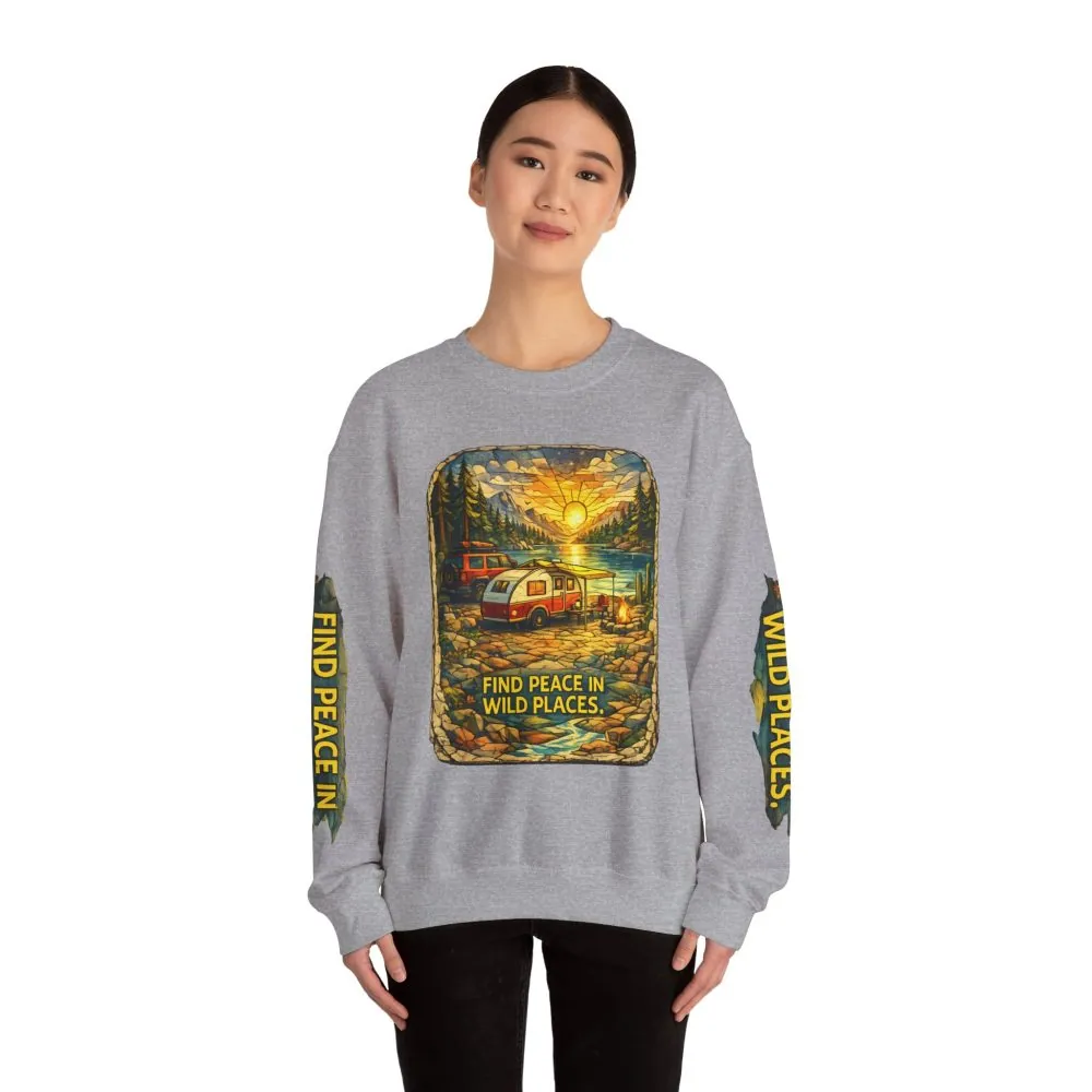 2914783866717153600_2048.jpeg Unisex Heavy Blend™ Crewneck Sweatshirt — "Find Peace In Wild Places" Design Cubic-Line