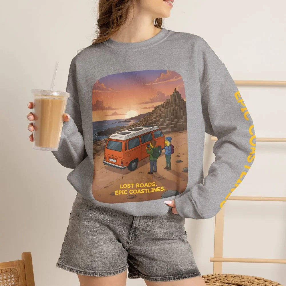 2921080772677013332_2048.jpeg Unisex Heavy Blend™ Crewneck Sweatshirt — "Lost Roads Epic Coastlines" Design Sitcom-Line