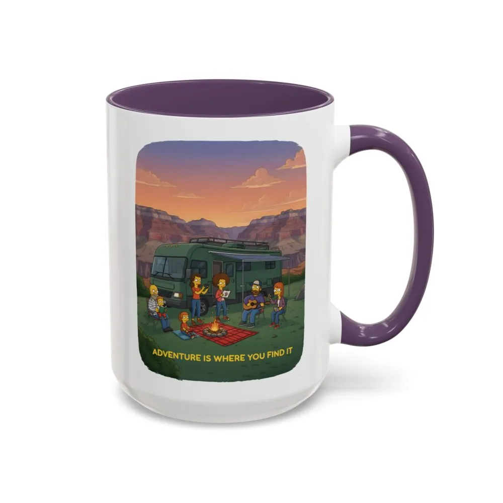 Accent Coffee Mug (11, 15oz) — "Adventure Is Where You Find It" Design Sitcom-Line