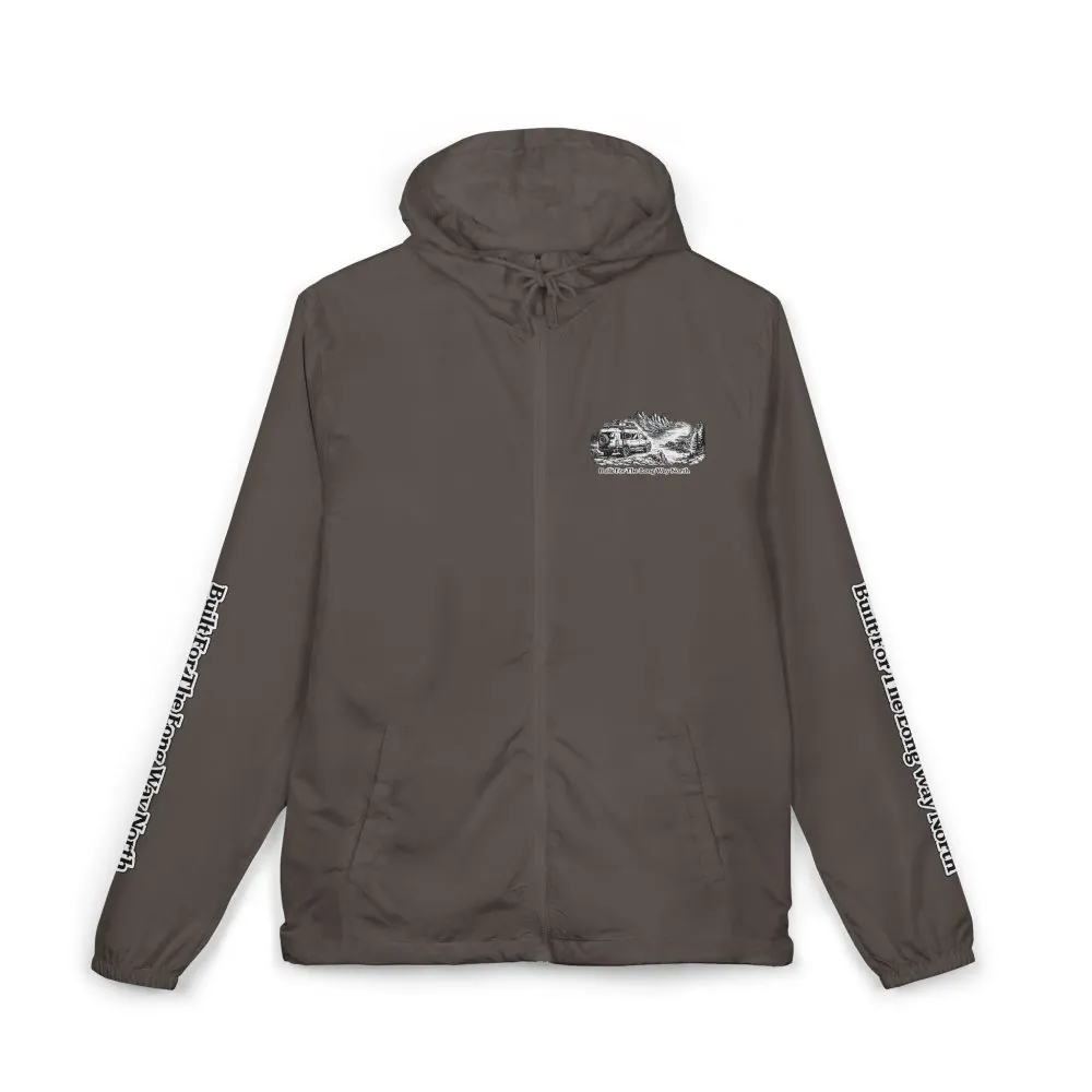 2956294905753068128_2048.jpeg Unisex Full-Zip Windbreaker Jacket — "Built For The Long Way North" (Design "Minimal-Line")