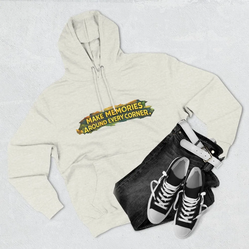 2962133382955072750_2048.jpeg Three-Panel Fleece Hoodie - "Make Memories Around Every Corner" Design Cubic-Line