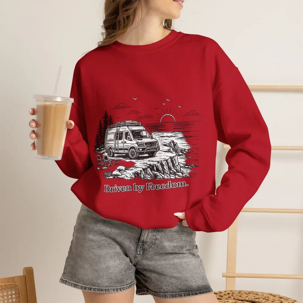 2970166316420761775_2048.jpeg Unisex Heavy Blend™ Crewneck Sweatshirt — "Driven By Freedom" Design Minimal-Line