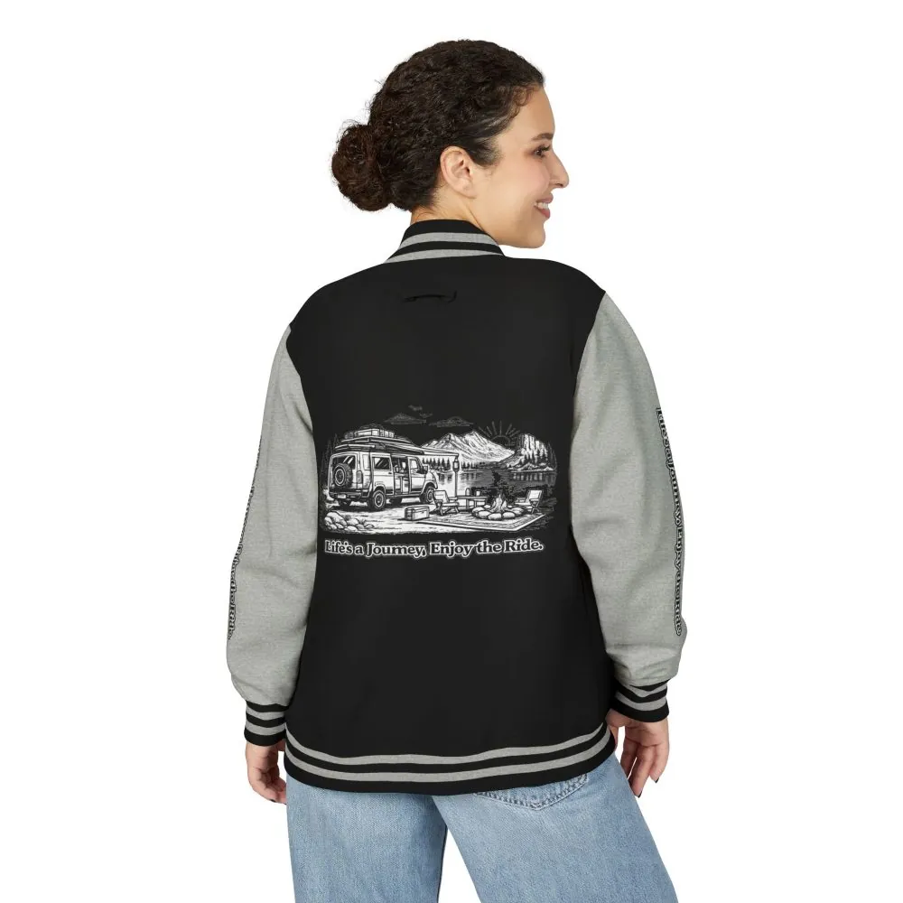 Unisex Heavyweight Letterman Jacket — "Lifes A Journey,Enjoy The Ride" Travel Varsity Coat