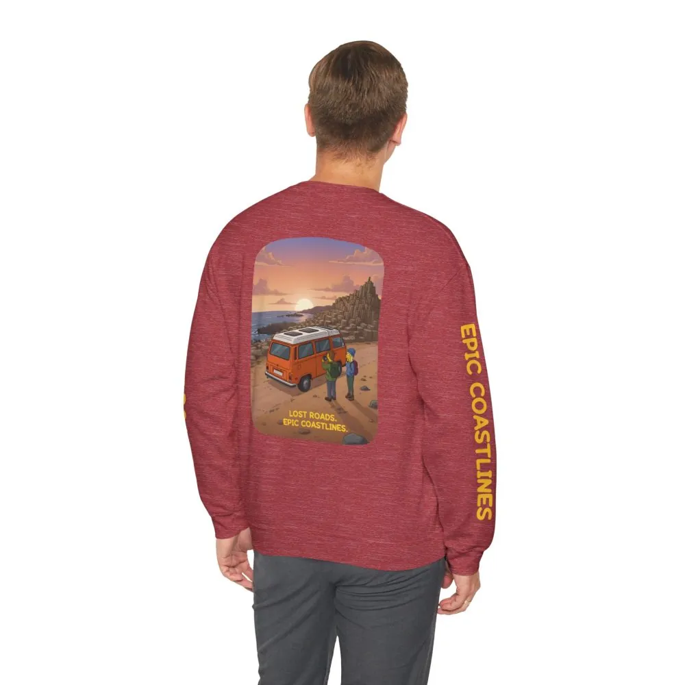 2978915844142957617_2048.jpeg Unisex Heavy Blend™ Crewneck Sweatshirt — "Lost Roads Epic Coastlines" Design Sitcom-Line