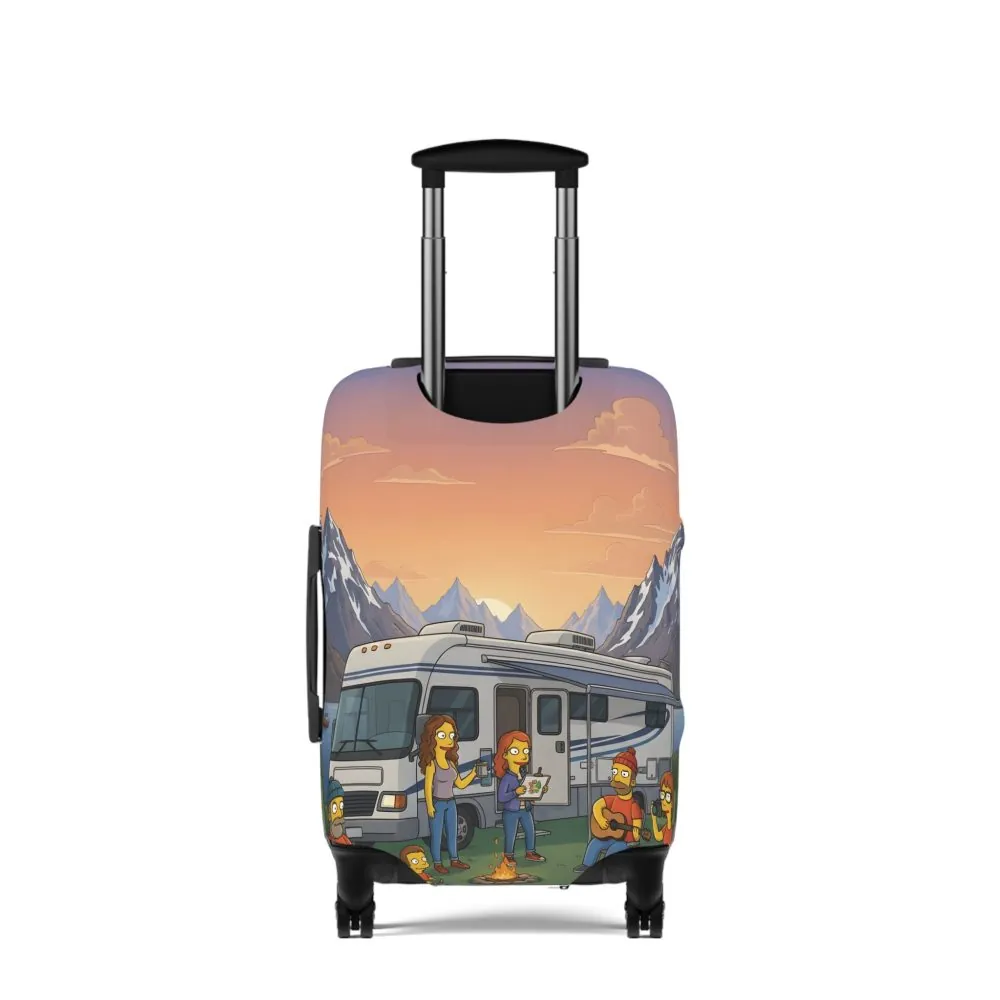 Luggage Cover — Adventure Camper Sketch Travel Suitcase(Design Sitcom-Line)