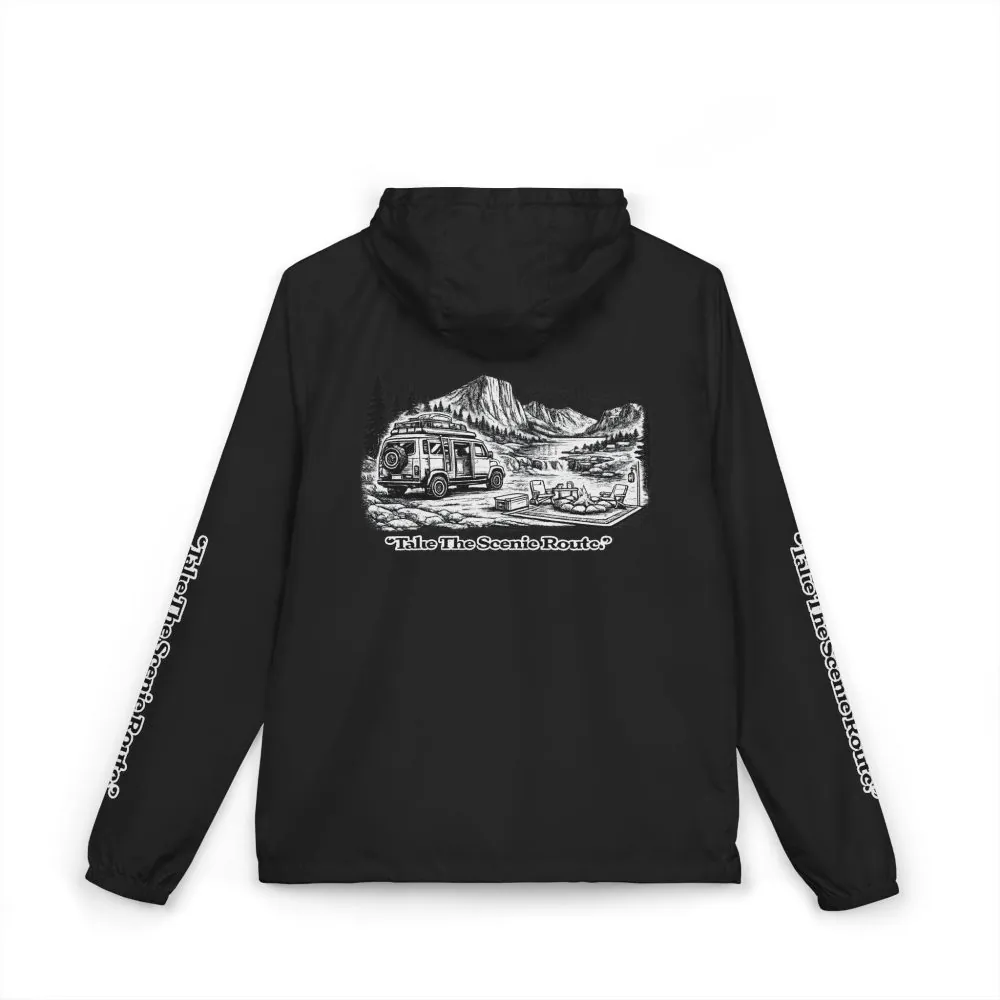 3001143911387698816_2048.jpeg Unisex Full-Zip Windbreaker Jacket — "Take The Scenic Route" (Design "Minimal-Line")