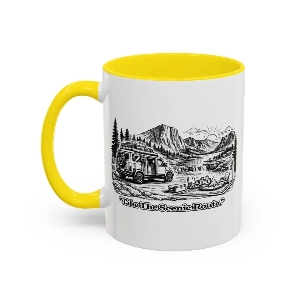 3001693520345010152_2048.jpeg Accent Coffee Mug (11, 15oz) — "Take The Scenic Route" Design Minimal-Line