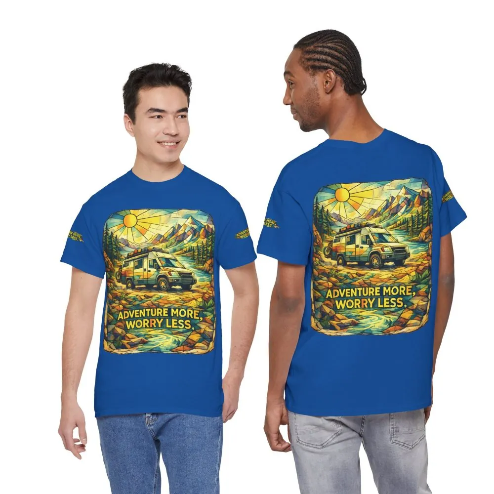 3003220929807045809_2048.jpeg Unisex Heavy Cotton Tee — "Adventure More Worry Less" Design Cubic-Line