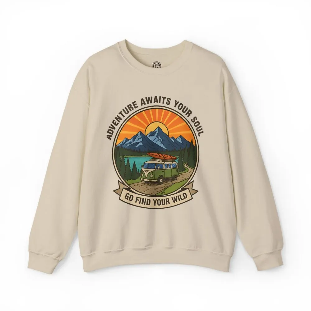 3003505479087950018_2048.jpeg Crewneck Sweatshirt — "Go Find Your Wild" Camper Graphic