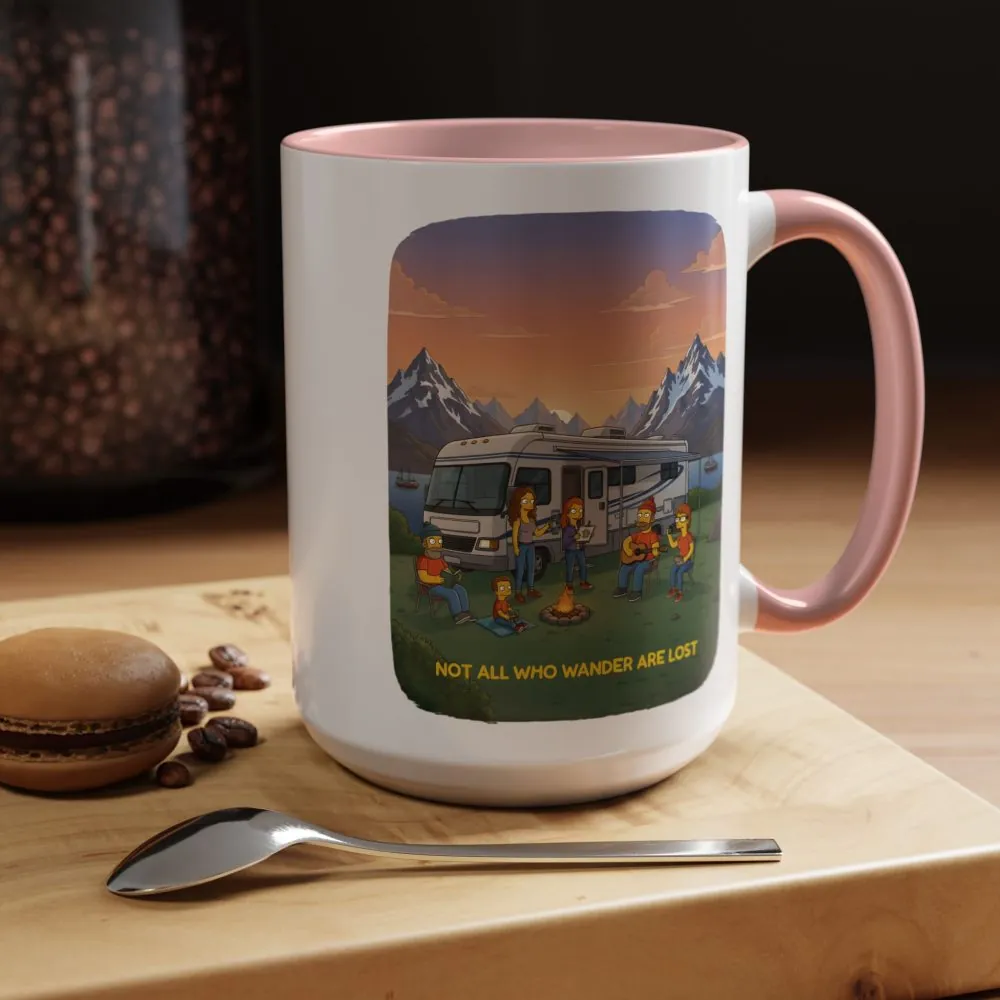 Accent Coffee Mug (11, 15oz) — "Not All Who Wander Are Lost" Design Sitcom-Line