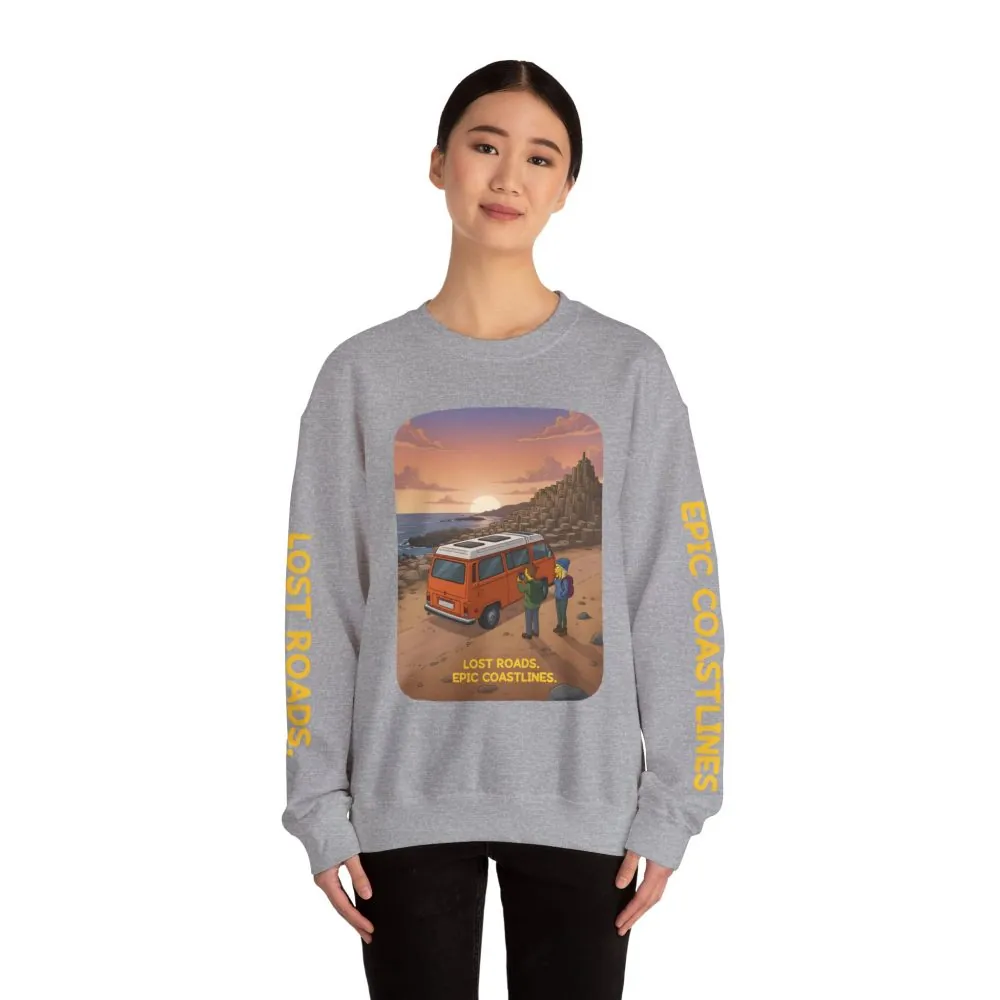 3016814459429427509_2048.jpeg Unisex Heavy Blend™ Crewneck Sweatshirt — "Lost Roads Epic Coastlines" Design Sitcom-Line