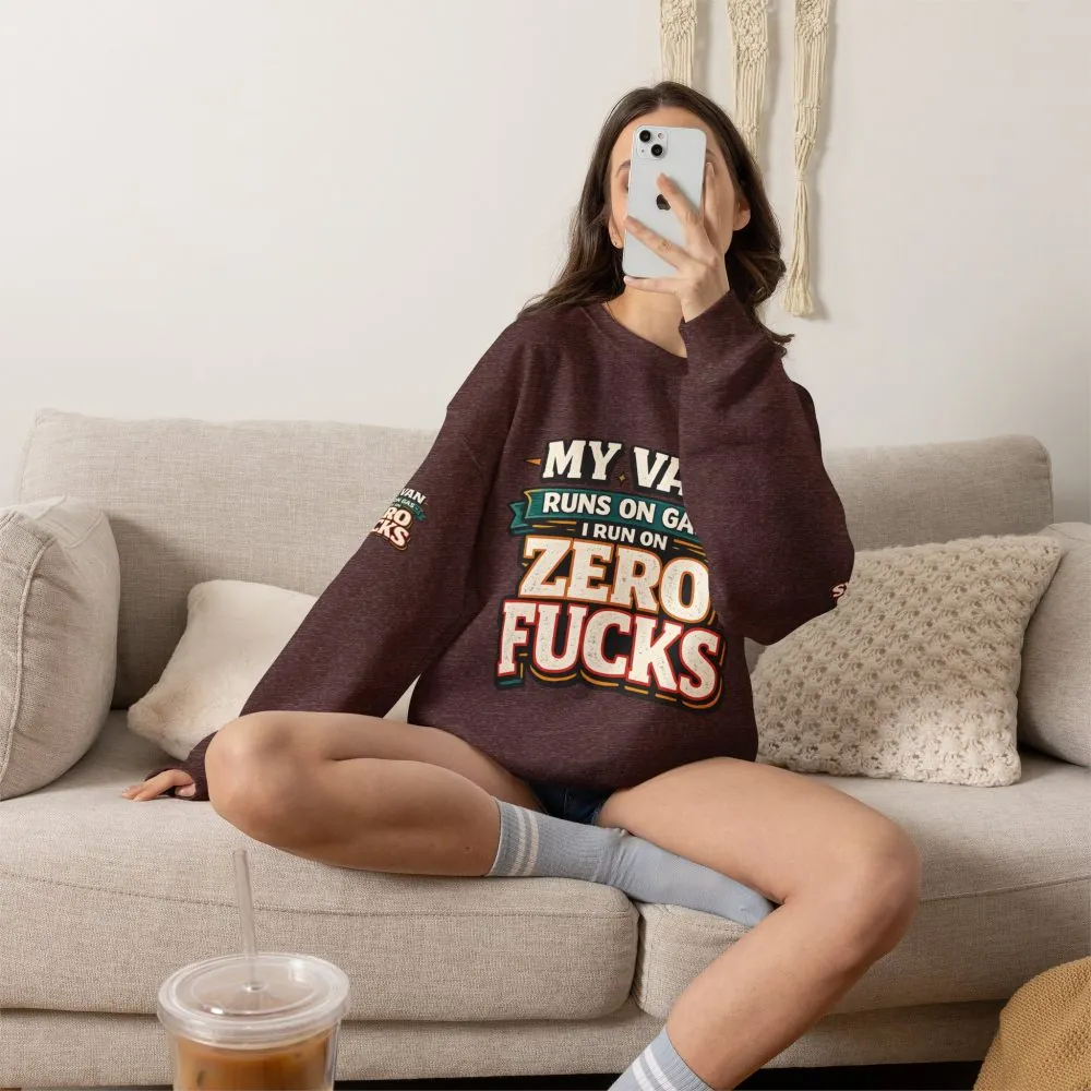Unisex Heavy Blend™ Crewneck Sweatshirt — "My Van Runs On Gas" Design F**K-Line