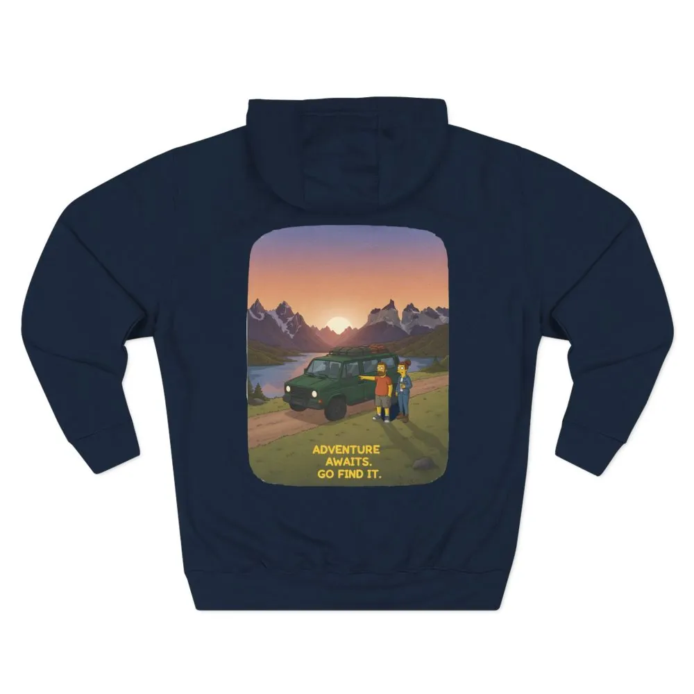 3026658997409526896_2048.jpeg Three-Panel Fleece Hoodie - "Adventure Awaits-Go Find It" Design Sitcom-Line