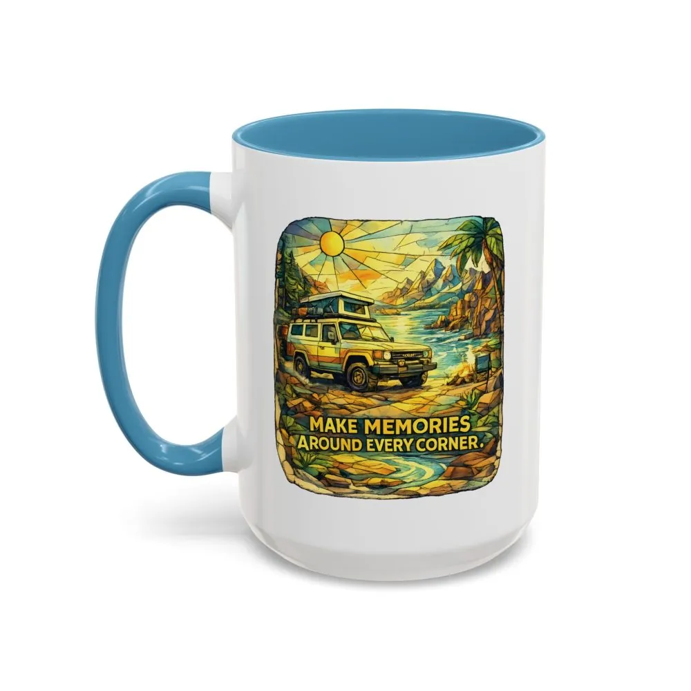 3029633525343205842_2048.jpeg Accent Coffee Mug (11, 15oz) — "Make Memories Around Every Corner" Design Cubic-Line
