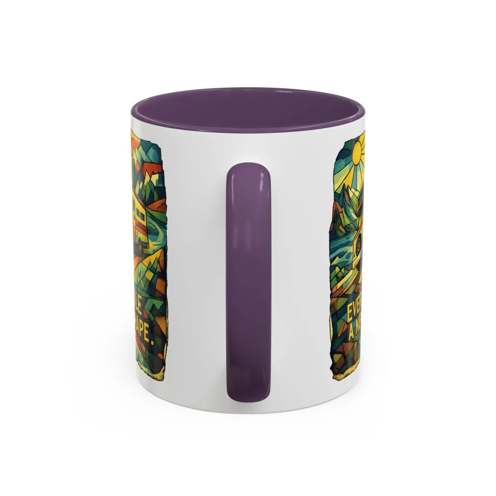 Accent Coffee Mug (11, 15oz) — "Every Mile A New Shape" Design Cubic-Line