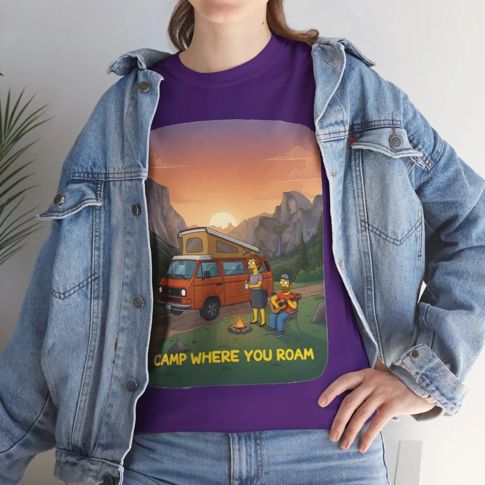 Unisex Heavy Cotton Tee — "Camp Where You Roam" Design Sitcom-Line