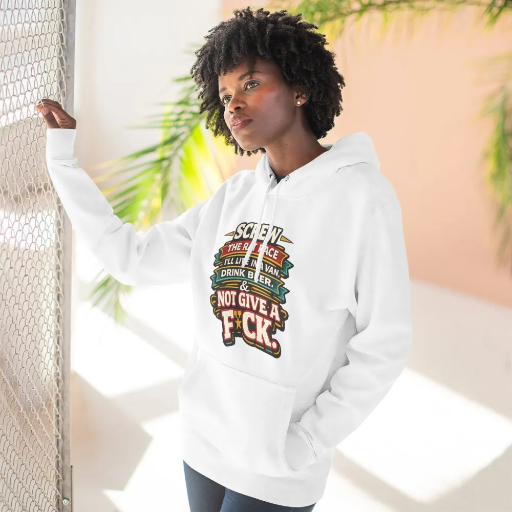 Three-Panel Fleece Hoodie - "Screw The Rat Race" Design F**K-Line